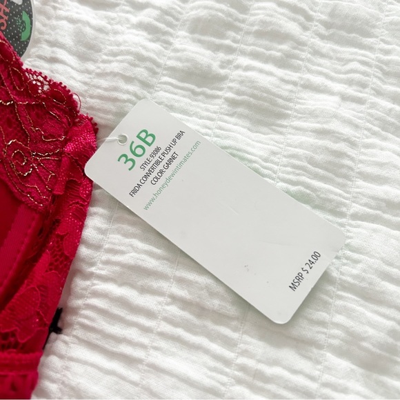 NEW Honeydew Intimates Garnet Red Lace Frida Convertible Push Up Bra 36B - Picture 4 of 6
